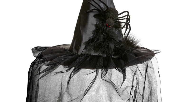 Widmann SRL Heksenhoed met voile en spin