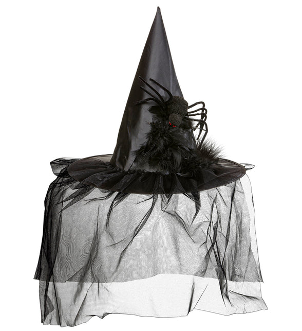 Widmann SRL Heksenhoed met voile en spin