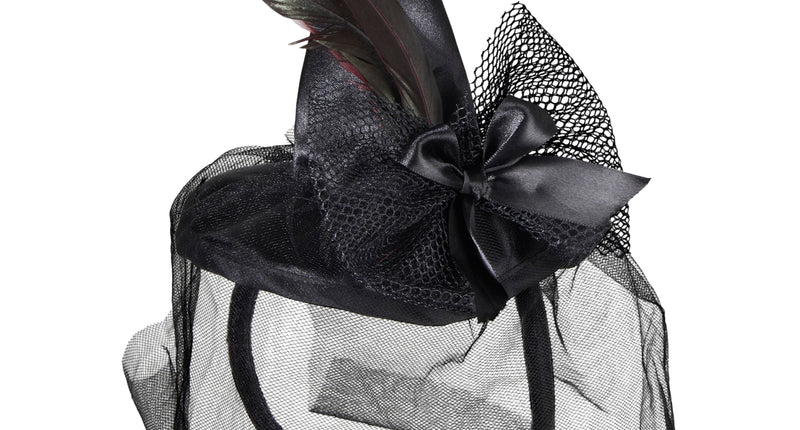 Widmann SRL Heksenhoed met voile klein op haarband