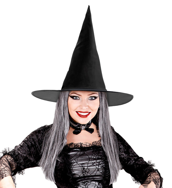 Widmann SRL Heksenhoed zwart met haren