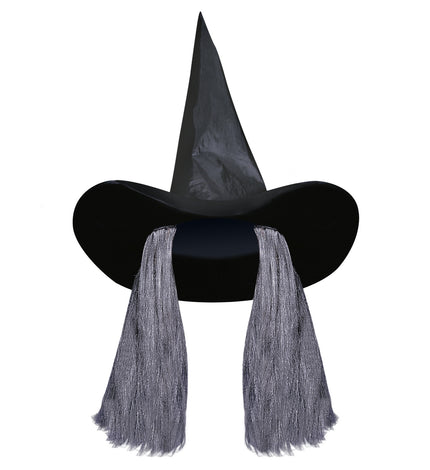 Widmann SRL Heksenhoed zwart met haren