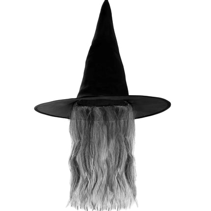 Widmann SRL Heksenhoed zwart met haren