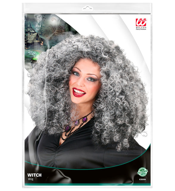Widmann SRL Heksenpruik grijze krullen