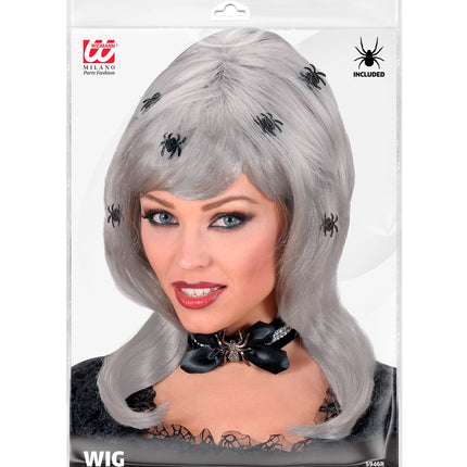 Widmann SRL Heksenpruik spinnen dame grijs