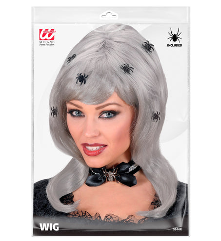 Widmann SRL Heksenpruik spinnen dame grijs
