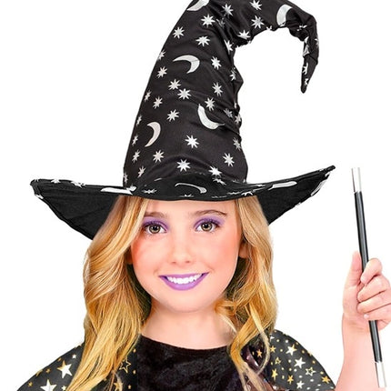Widmann SRL Heksen/tovenaarshoed met maan en sterren kind Gijs