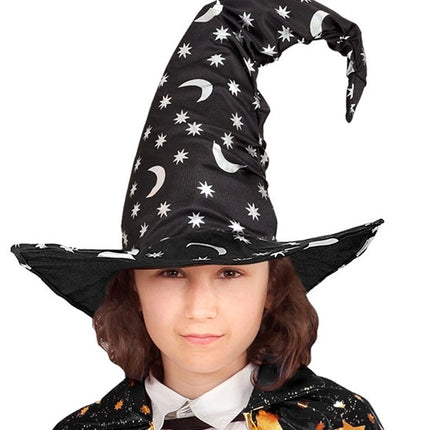 Widmann SRL Heksen/tovenaarshoed met maan en sterren kind Gijs