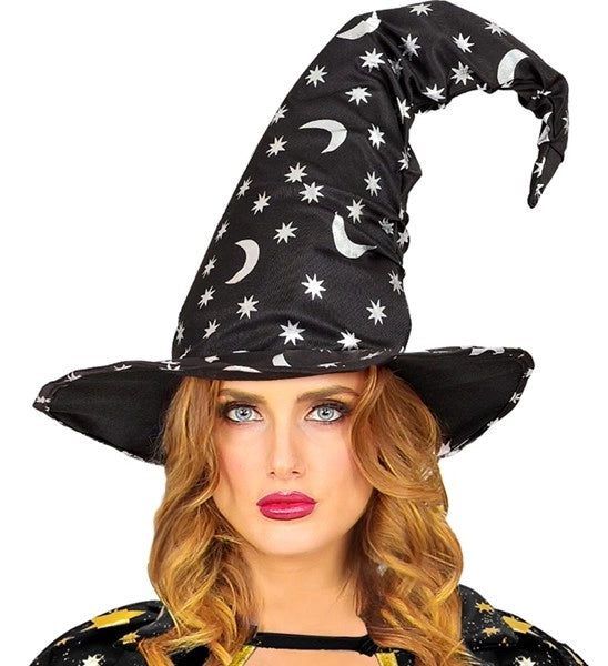 Widmann SRL Heksen/tovenaarshoed met maan en sterren volwassene Vera