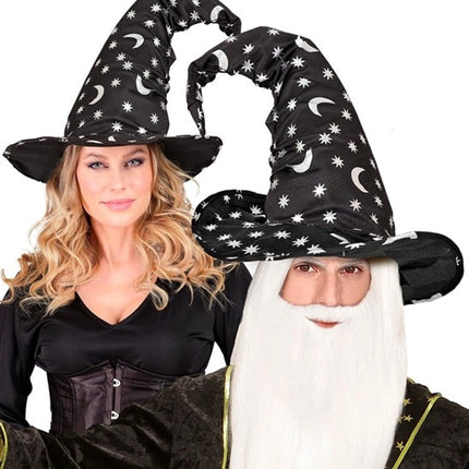 Widmann SRL Heksen/tovenaarshoed met maan en sterren volwassene Vera