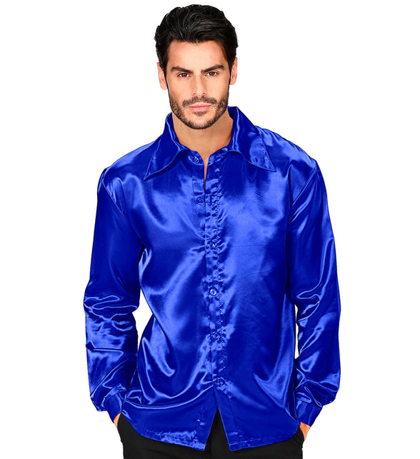 Widmann SRL Heren jaren 70 disco blouse blauw