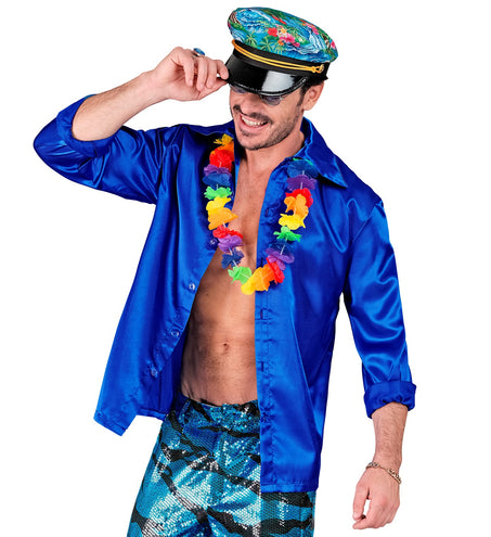 Widmann SRL Heren jaren 70 disco blouse blauw