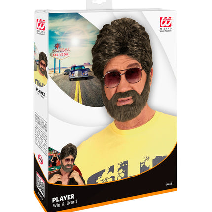 Widmann SRL Heren  pruik bruin met baard