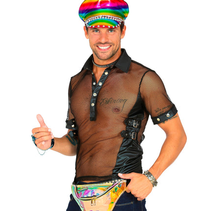 Widmann SRL Heuptas hippie regenboog holografisch