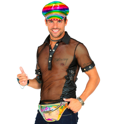 Widmann SRL Heuptas hippie regenboog holografisch