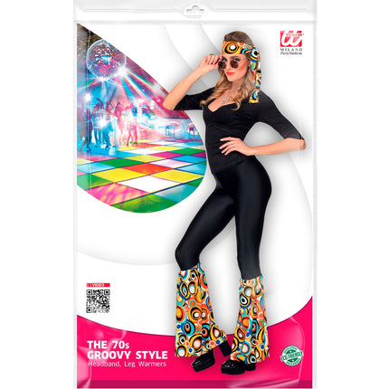Widmann SRL Hippie accessoireset jaren 70 gekleurd met hoofdband en beenwarmers