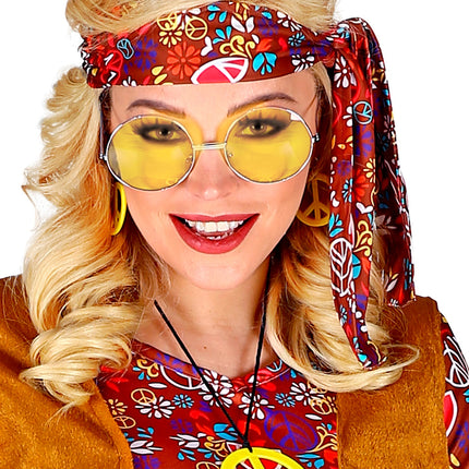 Widmann SRL Hippie bril met gekleurde glazen