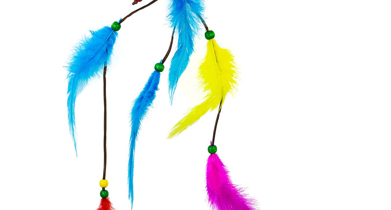 Widmann SRL Hippie hoofdband met veertjes en steentjes