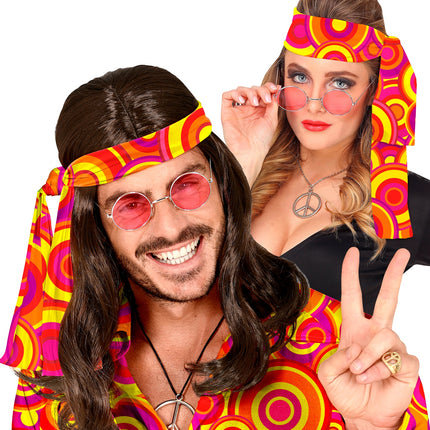 Widmann SRL Hippie hoofdband rood geel oranje