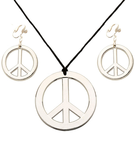Widmann SRL Hippie ketting en oorbellen Peace