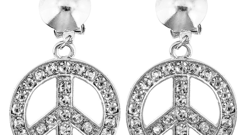 Widmann SRL Hippie oorbellen peace diamantjes