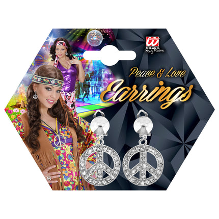 Widmann SRL Hippie oorbellen peace diamantjes