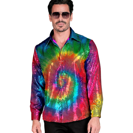 Widmann SRL Hippie paillettenshirt Tie Dye
