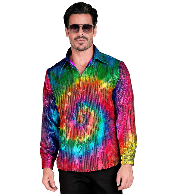 Widmann SRL Hippie paillettenshirt Tie Dye