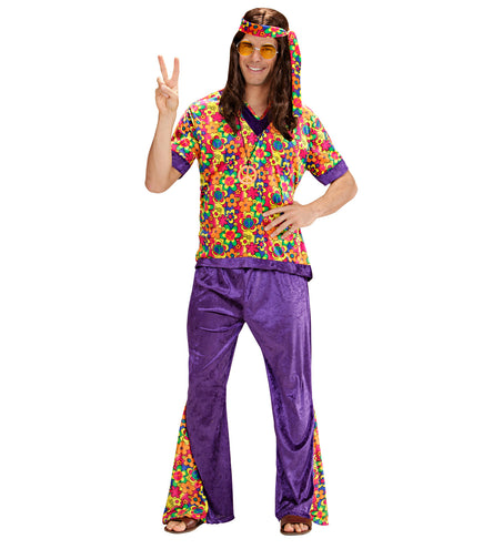 Widmann SRL Hippie pak bloemen motief man