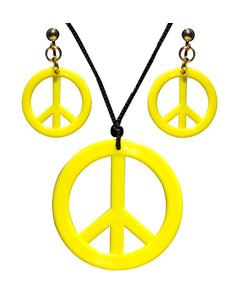 Widmann SRL Hippie Peace ketting en oorbellen geel