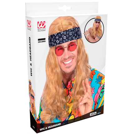 Widmann SRL Hippie pruik blond Califoria dreaming