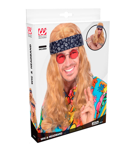 Widmann SRL Hippie pruik blond Califoria dreaming