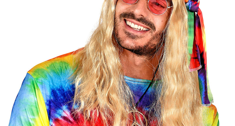 Widmann SRL Hippie pruik blonde haren met hoofdband