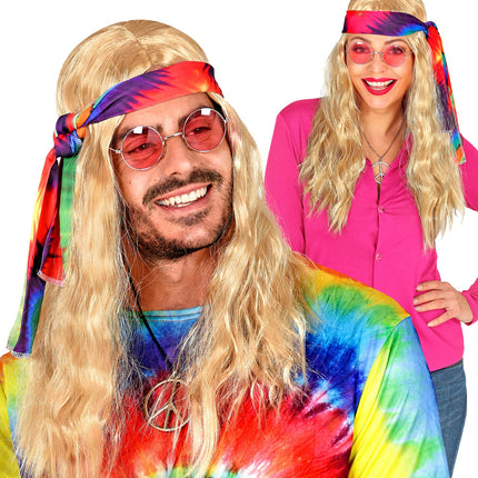 Widmann SRL Hippie pruik blonde haren met hoofdband