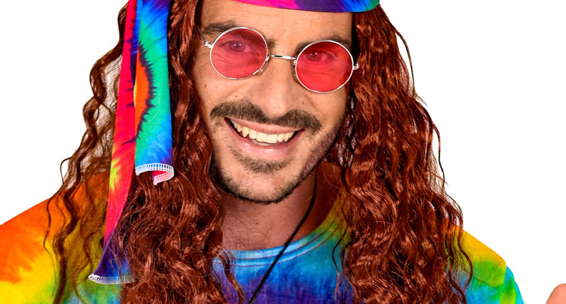 Widmann SRL Hippie pruik bruin haren met hoofdband