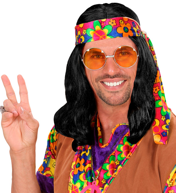 Widmann SRL Hippie pruik John Lennon zwart