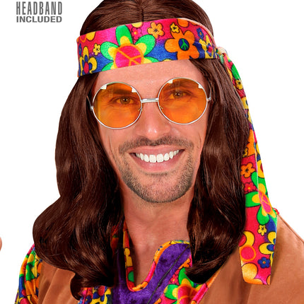 Widmann SRL Hippie pruik Lennon bruin