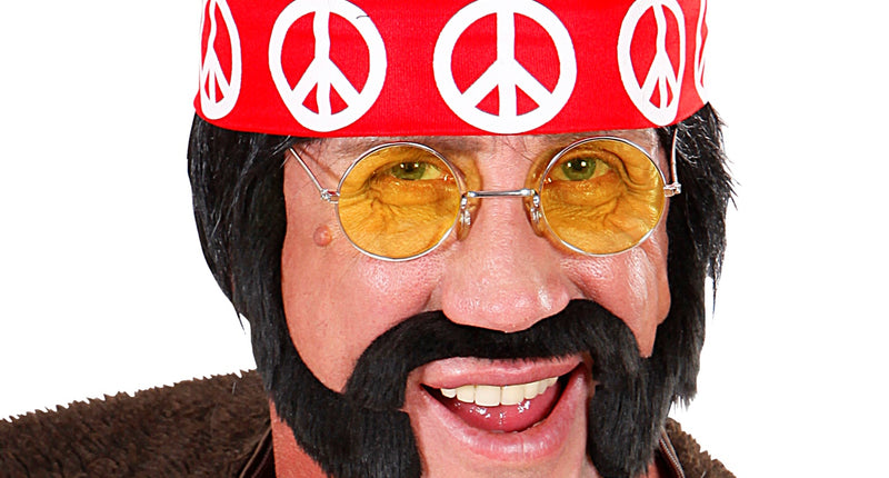 Widmann SRL Hippie pruik met hoofdband en snor