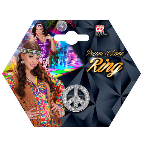 Widmann SRL Hippie ring peace met diamantjes
