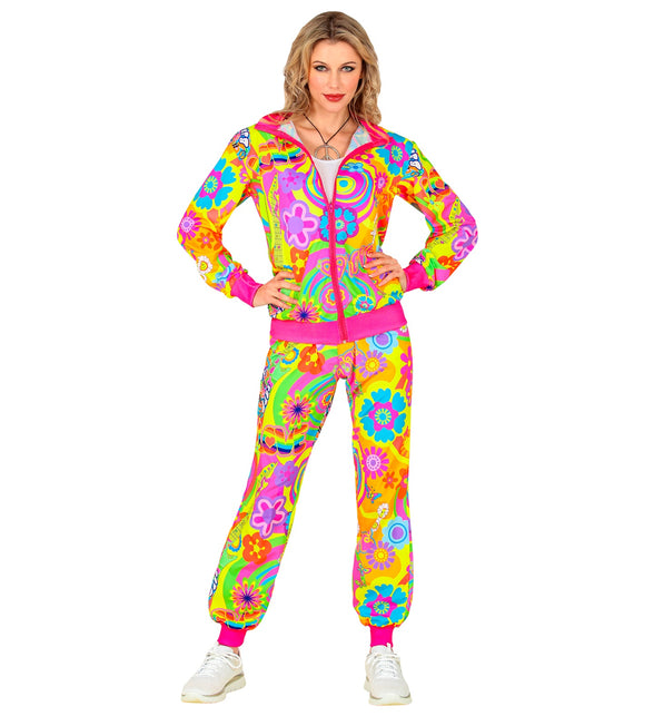 Widmann SRL Hippie trainingspak neon gekleurd met jas en broek