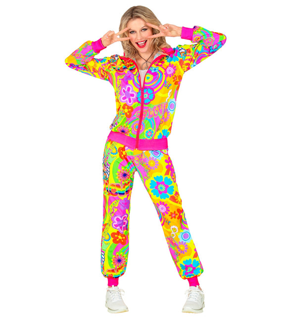 Widmann SRL Hippie trainingspak neon gekleurd met jas en broek