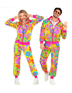 Widmann SRL Hippie trainingspak neon gekleurd met jas en broek
