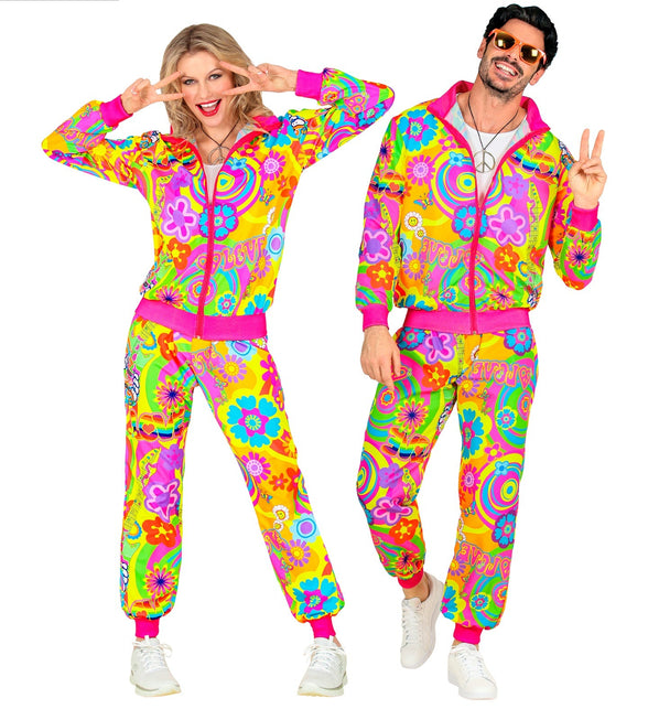 Widmann SRL Hippie trainingspak neon gekleurd met jas en broek