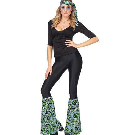 Widmann SRL Hippie verkleedset blauw jaren 70 met hoofdband en beenwarmers