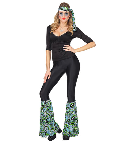 Widmann SRL Hippie verkleedset blauw jaren 70 met hoofdband en beenwarmers