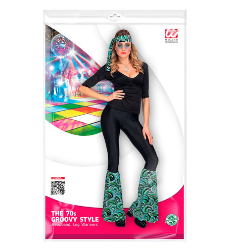Widmann SRL Hippie verkleedset blauw jaren 70 met hoofdband en beenwarmers
