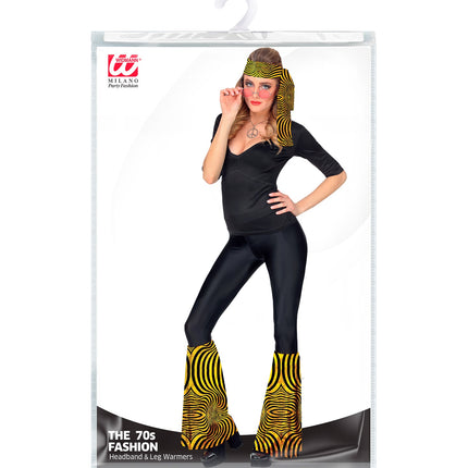 Widmann SRL Hippie verkleedset disco goud met beenwarmers en hoofdband