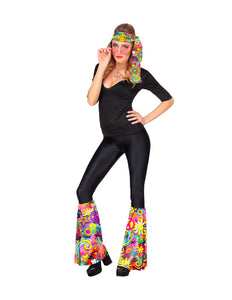 Widmann SRL Hippie verkleedset jaren 70 flower power met hoofdband en beenwarmers