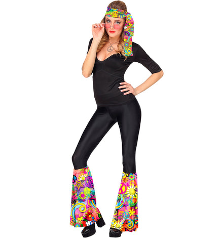 Widmann SRL Hippie verkleedset jaren 70 flower power met hoofdband en beenwarmers
