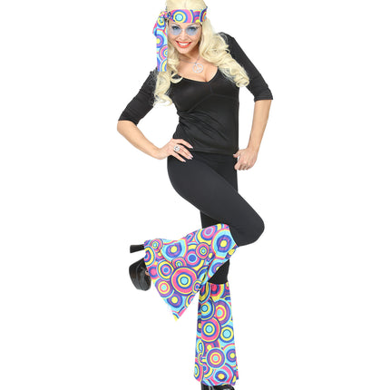 Widmann SRL Hippie verkleedset jaren 70 kleurenmix met hoofdband en beenwarmers