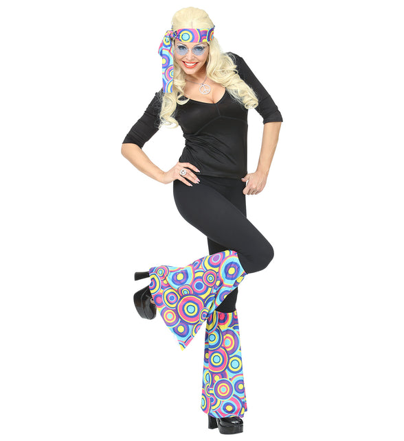 Widmann SRL Hippie verkleedset jaren 70 kleurenmix met hoofdband en beenwarmers